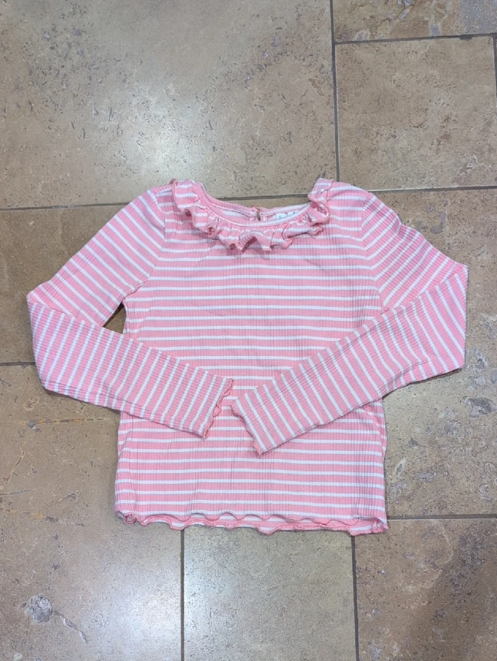 Janie and Jack girl's shirt. Pink and white stripes. Size 10. - Picture 1 of 1
